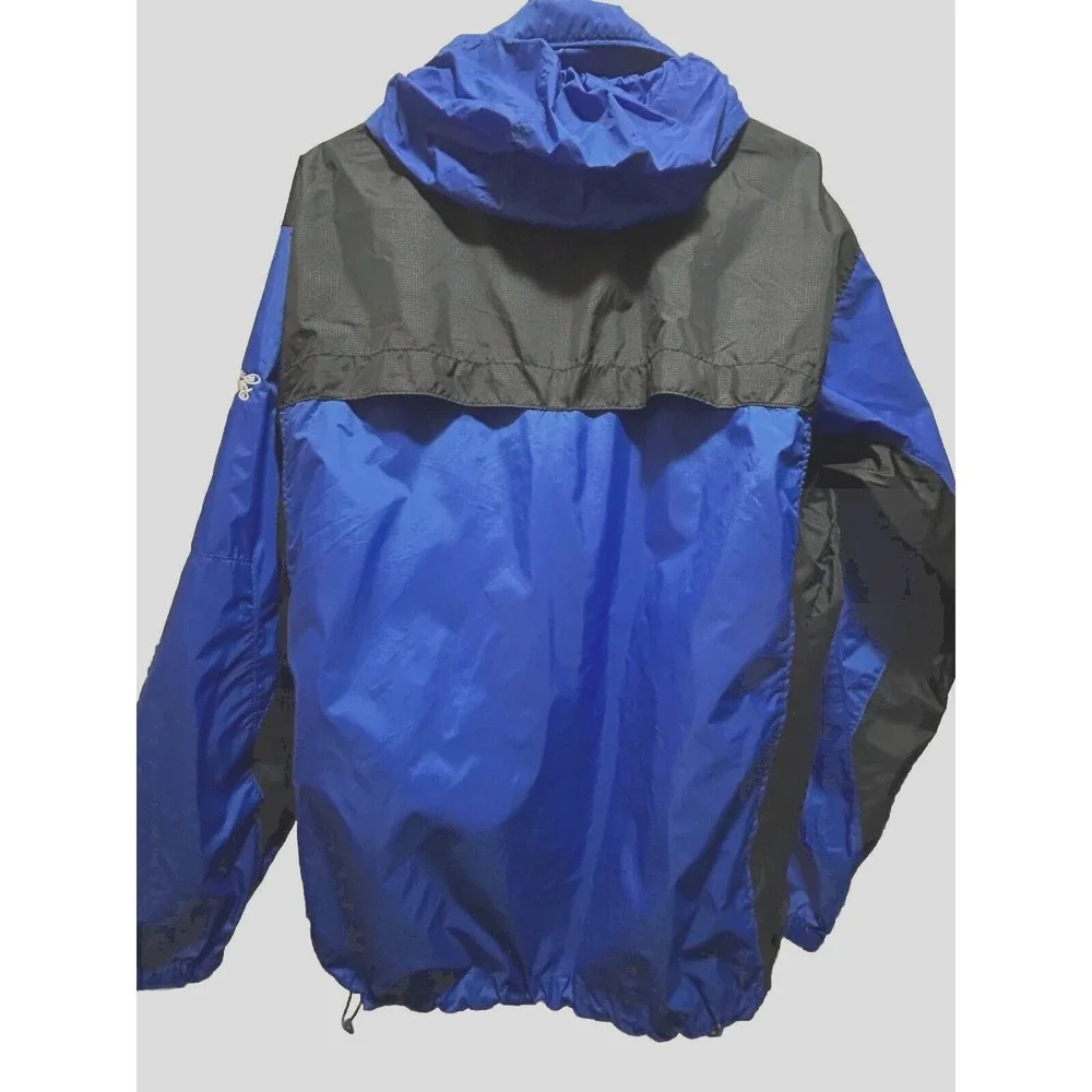 Columbia Mens XL Blue Black Colorblock Windbreaker Jacket Kokanee Crankworx Hood